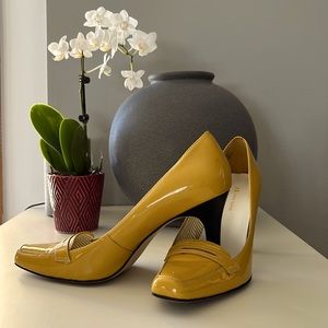 Ann Klein Sunshine Yellow Patent Leather Heels